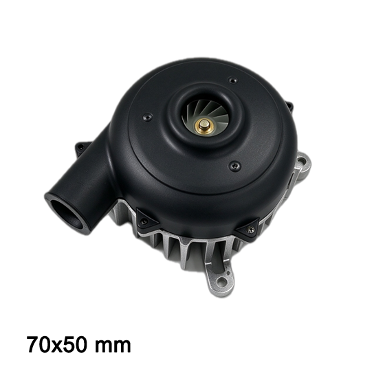 BA7050H12B-C-U 12V DC high pressure air blower 45 degree view, compact centrifugal fan