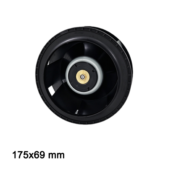 CA17569HV24X-B 24V DC centrifugal blower 175&times;69mm top front view
