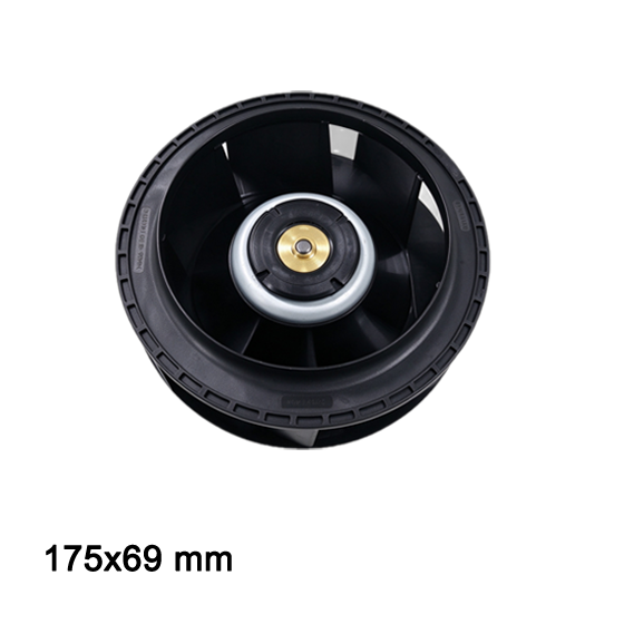 CA17569HV24X-B 24V DC centrifugal fan 175x69mm front inlet view