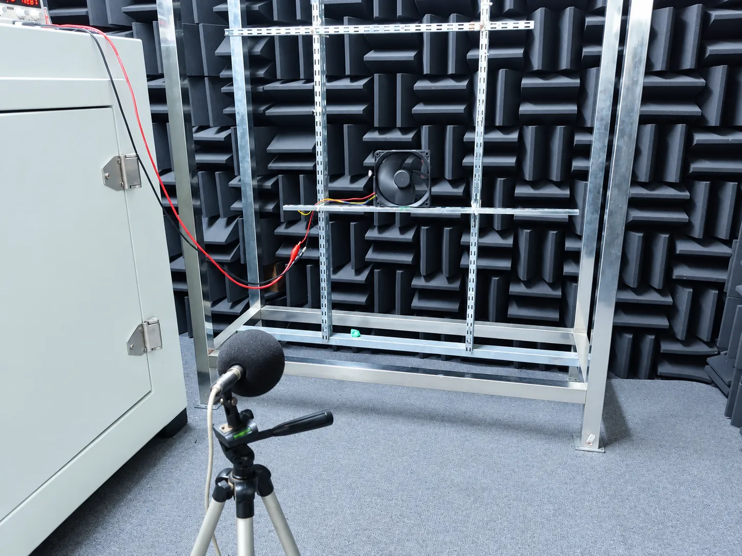 12V DC Fan Acoustic Testing Setup in Professional Anechoic Chamber