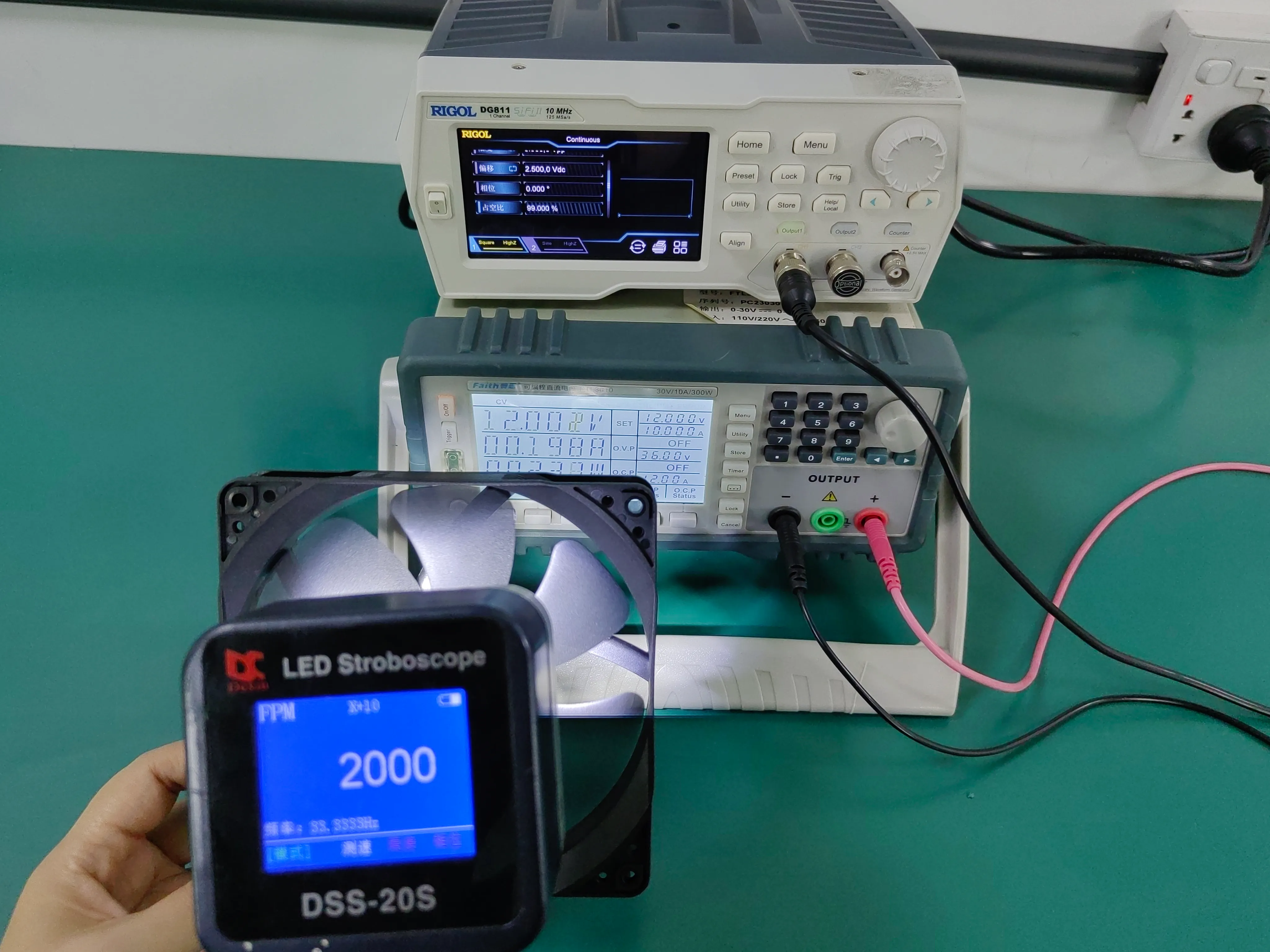 12V DC Fan Speed Test - 2000 RPM Full Speed Measurement